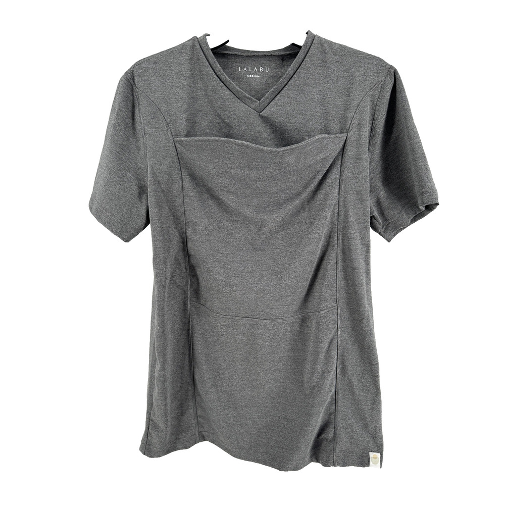 Lalabu‎ Men's Gray Dad Babywearing T-Shirt W/ Kangaroo Pouch Size Medium